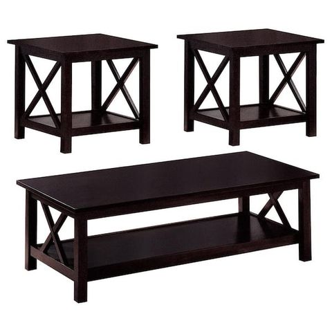 Coaster Rachelle 3-Piece 48 In. Dark Merlot Large Rectangle Wood Coffee ... with regard to 3 Piece Occasional Table Set, Dark Merlot